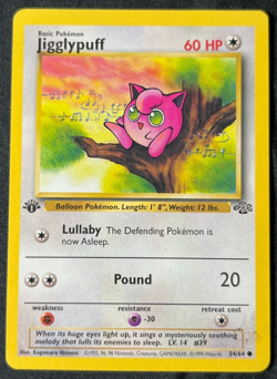 Pokemon TCG 1999 Jigglypuff 54/64 Jungle 1st Edition WotC Lightly Played LP - Image 1