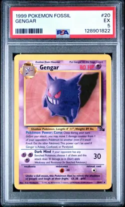 1999 POKEMON FOSSIL #20 GENGAR PSA 5 - Image 1