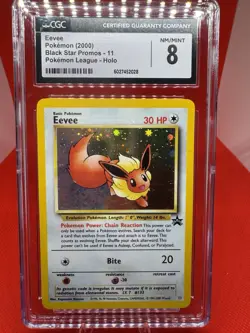Eevee Pokemon (2000) Black Star Promo- 11 Holo Pokemon league CGC 8 NM/MINT - Image 1