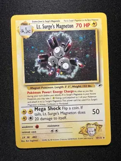 Pokemon TCG Lt. Surge's Magneton Gym Heroes 8/132 Holo Unlimited Rare MP - Image 1