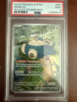 2023 POKEMON SVP EN-SV BLACK STAR PROMO 151 ELITE TRAINER BOX #051 SNORLAX PSA 9 - Image 1