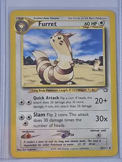 Furret 35/111 Pokemon TCG Vintage Neo Genesis Regular Non-Holo - MP - Image 1