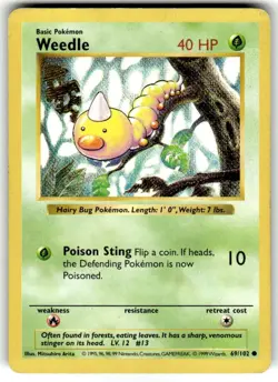 Pokemon Base Set Shadowless Weedle 69/102 - Image 1