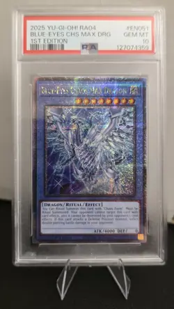 Yugioh Blue Eyes Chase Max Dragon Quarter Century Secret Rare RA04-EN051 PSA 10 - Image 1