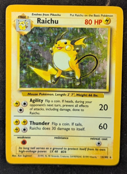 Raichu 014/102 Base Set Holo Pokemon Cards Illus.Ken Sugimori (Good Condition) - Image 1