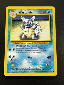 Wartortle 42/102 - Base Set Vintage WOTC Pokemon TCG Card LP - Image 1
