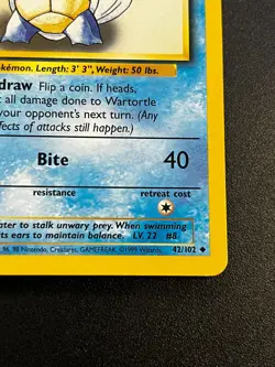 Wartortle 42/102 - Base Set Vintage WOTC Pokemon TCG Card LP - Image 3