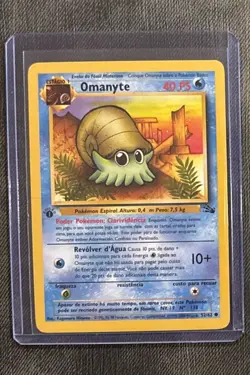 Vintage Pokemon Card [Portuguese] Omanyte 52/62 1st Edition Fossil Set 1999 NM - Image 1