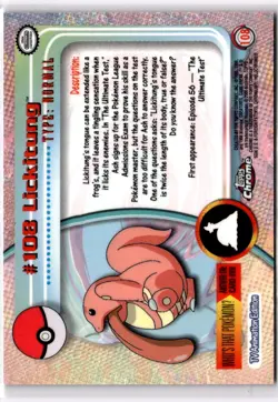 Pokemon Lickitung - Pokemon Topps Chrome #108 NM - Image 2