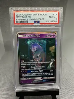 Mewtwo GX (Secret Shining) PSA 8.0 HOLO ?? RARE Pokemon TCG - Image 1