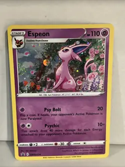 Pokemon TCG ~ Espeon 2021 Fusion Strike Black Star Promo SWSH174 Hvy Cosmos NIM - Image 1
