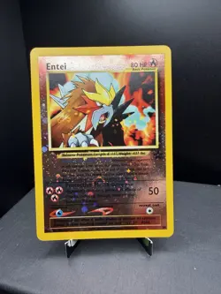 Pokemon TCG WOTC Entei 34 Movie Black Star Promo Reverse Holo SWIRL LP - Image 1