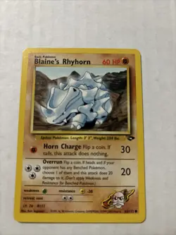 Blaine's Rhyhorn 65/132 Gym Challenge Regular - Pokemon TCG - WOTC - Image 1