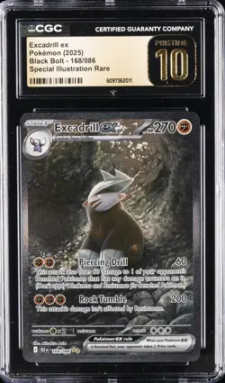 2025 POKEMON BLACK BOLT SIR #168 EXCADRILL EX CGC 10 PRISTINE - Image 1
