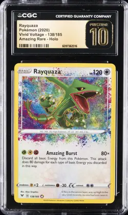 2020 POKEMON VIVID VOLTAGE AMAZING RARE #138 RAYQUAZA CGC 10 PRISTINE - Image 1