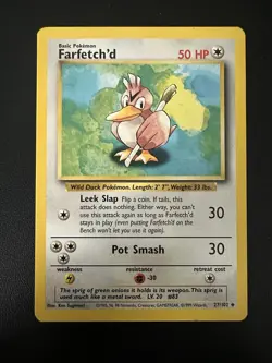 Pokemon Base Set Pack Fresh Farfetch’d 27/102 NM - Image 1