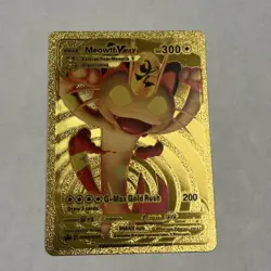 Meowth VMAX HP300 Gold Foil Pokemon Card G-Max Gold Rush card # SWSH005 - Image 1