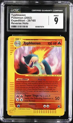 CGC 9 MINT Typhlosion 2002 Expedition 28/165 Reverse Holo Pokemon Card - Image 1