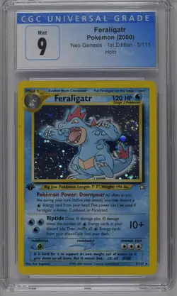 **SWIRL** Feraligatr Pokemon 2000 Neo Genesis 1st Edition 5/111 Holo CGC 9 MINT - Image 1