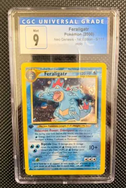 **SWIRL** Feraligatr Pokemon 2000 Neo Genesis 1st Edition 5/111 Holo CGC 9 MINT - Image 3