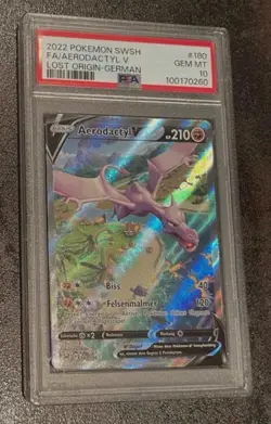 2022 POKEMON SWSH FA/AERODACTYL V LOST ORIGIN-GERMAN A #180 GEM MT 10 100170260 - Image 4