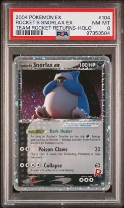 Pokemon Card - Rocket's Snorlax EX 104/109 Holo EX Team Rocket Returns - PSA 8 - Image 1