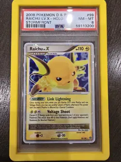 2008 Pokemon Diamond & Pearl Stormfront Raichu LV.X 99/100 Holo PSA 8 W/ Bumper - Image 1