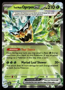 TEAL MASK OGERPON EX 025/167 DOUBLE RARE TWILIGHT MASQUERADE POKEMON - Image 1