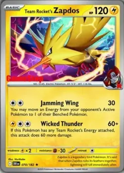 Team Rocket's Zapdos - 070/182 - SEALED (Gamestop Exclusive) - Cosmos Holo NM, E - Image 1
