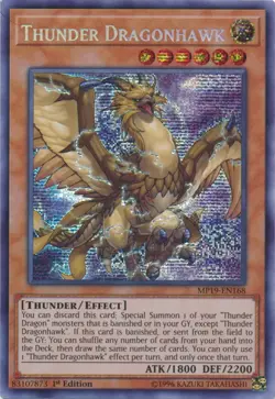 Yugioh! Thunder Dragonhawk - MP19-EN168 - Prismatic Secret Rare - 1st Edition Ne - Image 1