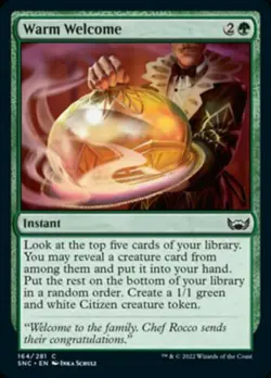 WARM WELCOME Magic Cards MTG NM-M STREETS OF NEW CAPENNA COMMON FOIL - Image 1