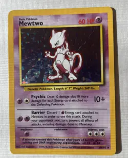 Mewtwo 10/102 Holo Rare Base Set Pokemon Card - Image 1