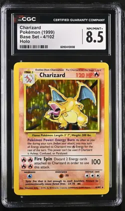 CGC 8.5 Charizard 1999 Base Set 4/102 Holo Pokemon Card - Image 1
