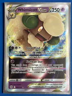 Whimsicott VSTAR 065/172 Brilliant Stars NM Ultra Rare Pokemon TCG + Card Saver - Image 1