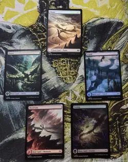 Dragon Storm Full Art Foil (Borderless) Basic Land Set - Image 1