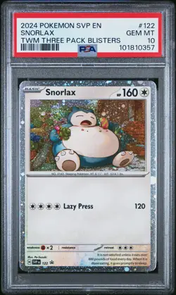 2024 POKEMON SVP EN-SV BLACK STAR PROMO #122 SNORLAX PSA 10 - Image 1