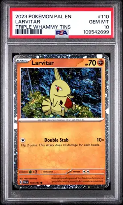 2023 POKEMON PAL EN-PALDEA EVOLVED TRIPLE WHAMMY TIN #110 LARVITAR PSA 10 - Image 1