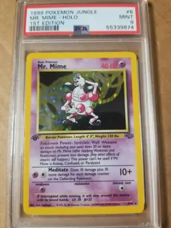 Pokemon TCG Mr. Mime Jungle 6/64 Holo 1999-2000 psa 9 - Image 1