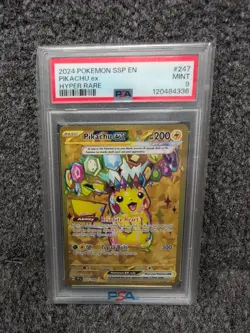2024 POKEMON SSP EN-SURGING SPARKS HYPER RARE #247 PIKACHU EX PSA 9 - Image 1