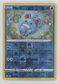 Marill Reverse Foil Pokemon Sword & Shield Fusion Strike #058 - Image 1