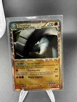 Pokemon TCG Donphan 107/123 Holo Rare HeartGold SoulSilver HP creases - Image 1