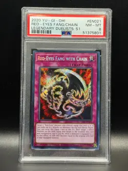 PSA 8 NM-MT Red-Eyes Fang With Chain LDS1-EN021 LDS1 Holo Yugioh Card - Image 1