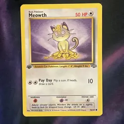 1999 Meowth 1st Edition Jungle Pokemon TCG Card 56/64 Non Holo - Image 1