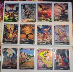 Lot of 12 Custom holo Charizard V Pokemon Trading Card sleeved & top loaded - Image 1