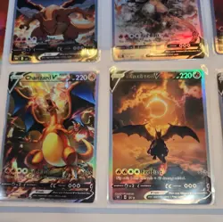 Lot of 12 Custom holo Charizard V Pokemon Trading Card sleeved & top loaded - Image 4
