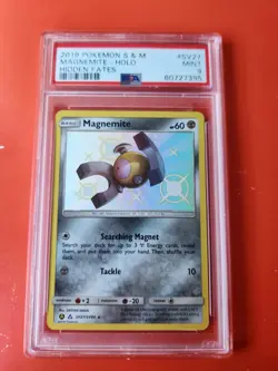 Magnemite SV27/SV94 Full Art Shiny Vault Hidden Fates Pokemon Card PSA 9 MINT - Image 1
