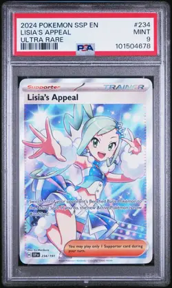 2024 POKEMON SURGING SPARKS ULTRA RARE #234 LISIA'S APPEAL PSA 9 Card - Image 1