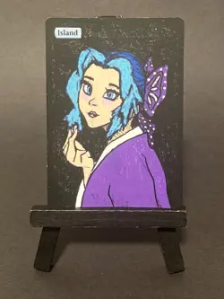 MTG Hand Painted Alter: ISLAND Magic the Gathering anime art - Image 1