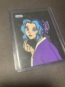 MTG Hand Painted Alter: ISLAND Magic the Gathering anime art - Image 3