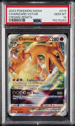 2023 POKEMON SWORD & SHIELD CROWN ZENITH #019 CHARIZARD VSTAR PSA 10 - Image 1